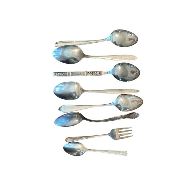 Vintage Mixed Lot Silverplated and Stainless Silverware Assorted Lot of 8 - Picture 7 of 13